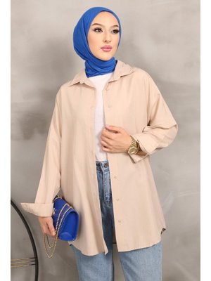 Bej Düz Terikoton Salaş Gömlek