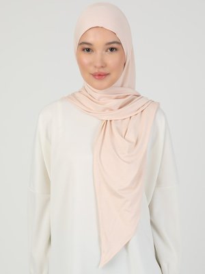 Açık Bej Fermuarlı Viskon Hijab