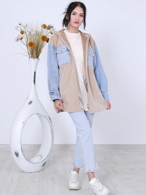 Nisaca Peluş Kot Garnili Kışlık Ceket (kaban)