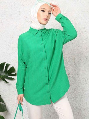 Yeşil Salaş Krinkıl Gömlek