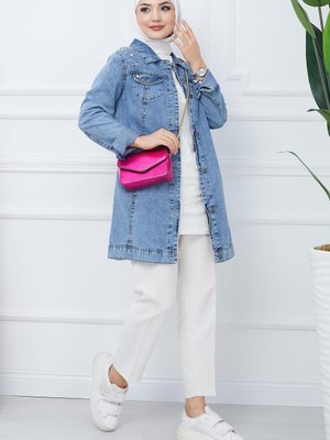 İncili Kot Ceket Mavi İncili Kot Ceket Mavi