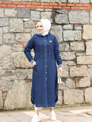 Arma Detaylı Koyu Lacivert Kalın Kot Kap