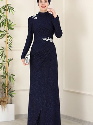 Masal Abiye Elbise Lacivert