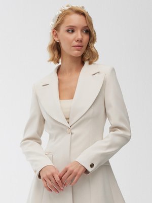 Tek Düğmeli Kuplu Blazer Ceket Bej Tek Düğmeli Kuplu Blazer Ceket Bej