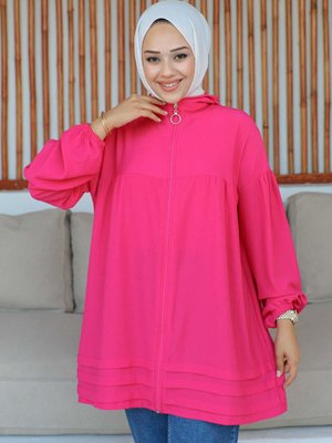 Fuşya Kapüşonlu Bürümcük Kap Fuşya Kapüşonlu Bürümcük Kap