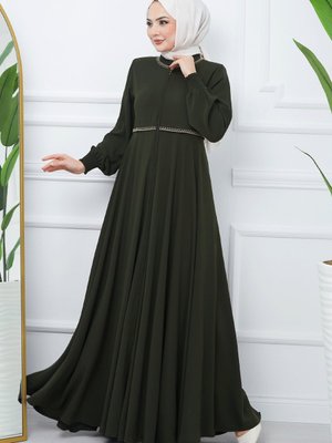 Nakışlı Mevlana Kumaş Ferace Haki Nakışlı Mevlana Kumaş Ferace Haki