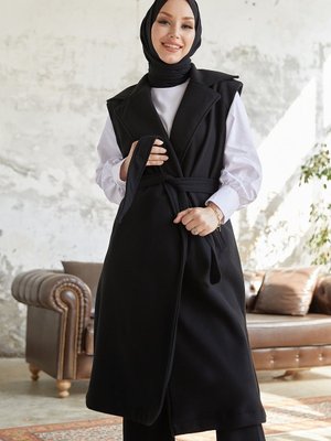 Denisa Kruvaze Kaşe Yelek Siyah Denisa Kruvaze Kaşe Yelek Siyah