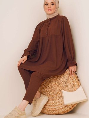 Önü Düğmeli Bürümcük İkili Takım Önü Düğmeli Bürümcük İkili Takım