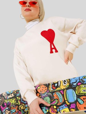 Taş Kalp Baskılı Bisiklet Yaka Tunik Taş Kalp Baskılı Bisiklet Yaka Tunik