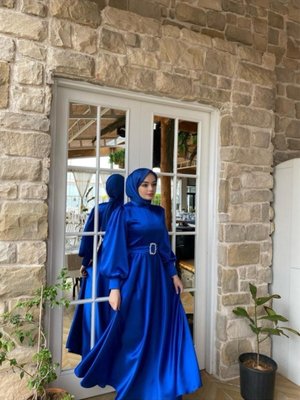 Saten Kemerli Bellae Elbise