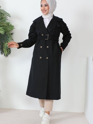 Siyah Kruvaze Yaka Trençkot Siyah Kruvaze Yaka Trençkot