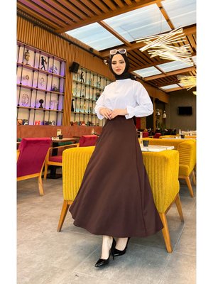 Maxi Boy Beden Arası (s M L Xl) Altı Dikişli Dört Mevsim Skuba Krep Etek Kahverengi Maxi Boy Beden Arası (s M L Xl) Altı Dikişli Dört Mevsim Skuba Krep Etek Kahverengi