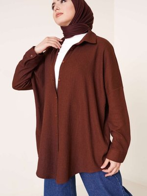 Düğmeli Salaş Bürümcük Gömlek Düğmeli Salaş Bürümcük Gömlek