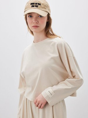 Kısa Sweatshırt Bej