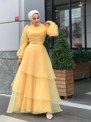 Asena Abiye Elbise Sarı Asena Abiye Elbise Sarı