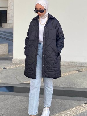 Önü Çıtçıt Düğmeli Çift Cepli Mont