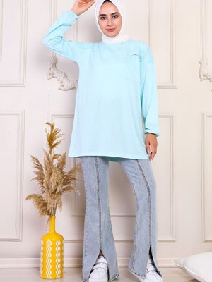 Cep Detaylı Sweat Turkuaz Cep Detaylı Sweat Turkuaz