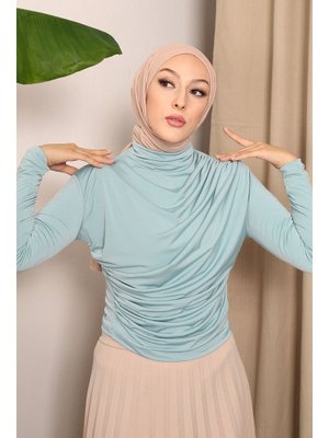 Mint Balıkçı Yaka Drapeli Sandy Bluz