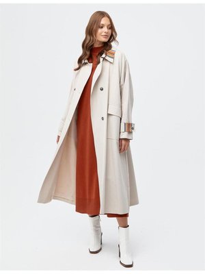 Nakış Detaylı Kruvze Krem Trençkot