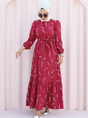 Vita Etek Fırfırlı Viskon Elbise