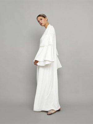 Beyaz Şifon Kollu Abaya Beyaz Şifon Kollu Abaya