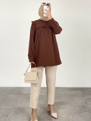 Hakim Yaka Önü Pileli Tunik