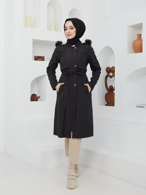 Içi Tam Kürklü Büyük Beden Su Rüzgar Geçirmez Bondik Mont Ve Kaban