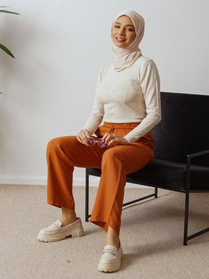 Taba Krep Pile Detaylı Kumaş Pantolon