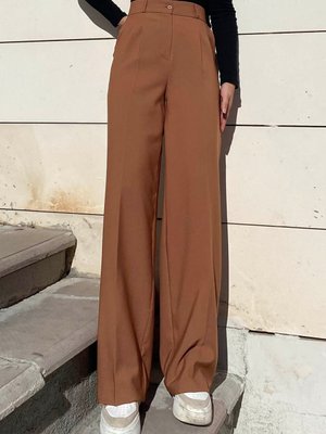 Çift Pensli Bol Paça Pantolon