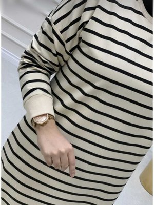 İki İplikli Tesettür Tunik Çizgili Sweatshirt İki İplikli Tesettür Tunik Çizgili Sweatshirt