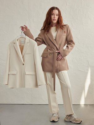 Tek Düğmeli Blazer Ceket Bej Tek Düğmeli Blazer Ceket Bej