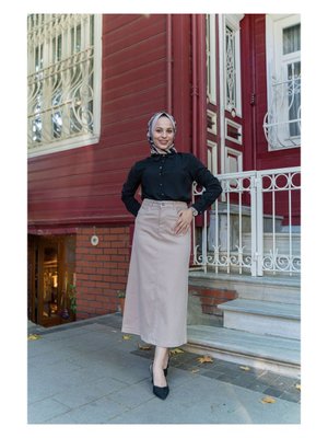 Ara Boy Likralı Gabardin Etek Badem