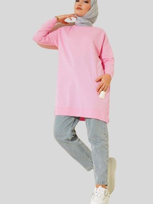 Pembe Yanı Yırtmaçlı Tunik