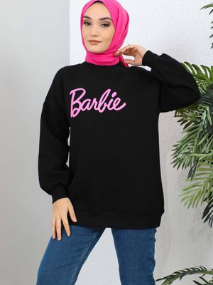 Siyah Barbie Baskılı Üç Iplik Sweatshirt Siyah Barbie Baskılı Üç Iplik Sweatshirt
