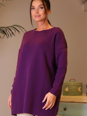 Mor Bisiklet Yaka Uzun Tunik