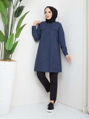 Mini Kareli Ekose Desen Mevsimlik Gömlek Tunik Mini Kareli Ekose Desen Mevsimlik Gömlek Tunik