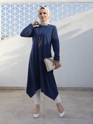 İndigo Kolye Detaylı Tunik İndigo Kolye Detaylı Tunik