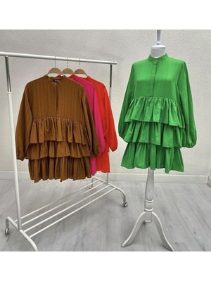 Fırfırlı Katkat Tessetür Gömlek