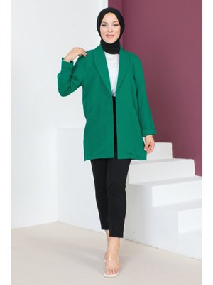 Zümrüt Yeşili Kruvaze Yaka Ceket
