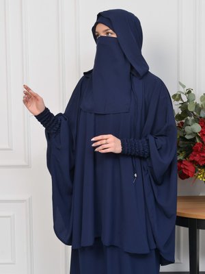 3lü Takım Çarşaf Siyah Standart Beden ,kapşonlu Peçeli