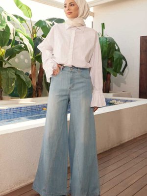 Denim Pantolon Etek Mavi