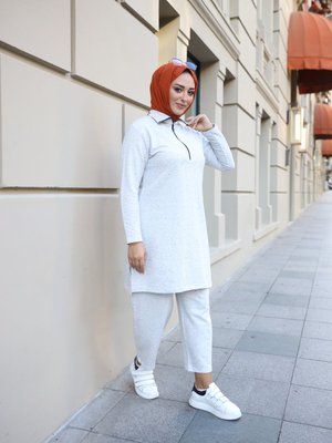Yarım Fermuarlı Tunik Takım