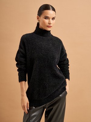 Boğazlı Simli Angora Kazak Siyah