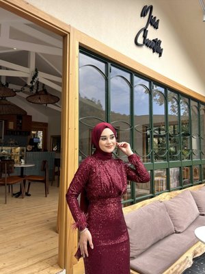 Perla Abiye Elbise Bordo Perla Abiye Elbise Bordo