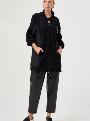 Peluş Kap Ceket Siyah