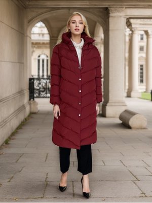 Bordo Kapuşonlu Şişme Mont Bordo Kapuşonlu Şişme Mont