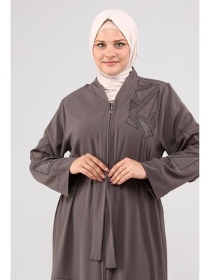 Abaya Vizon Nakışlı Taşlı Yazlık Ferace