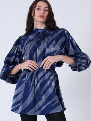 Saks Belden Bağlamalı Desenli Tunik Saks Belden Bağlamalı Desenli Tunik