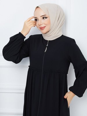 Giyim Medine Ipeği Büzgülü Ferace