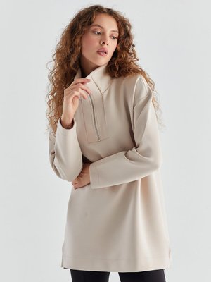 Fermuarlı Scuba Tunik Taş Fermuarlı Scuba Tunik Taş